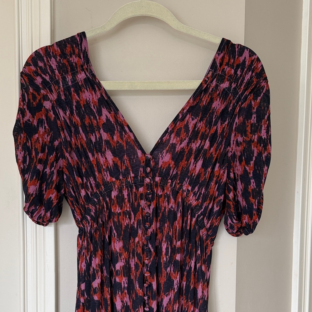 Anthropologie Vibrant Patterned Dress with V-Neck